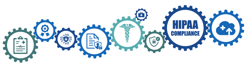 Image of gears representing the various moving parts that ensure an organization remains HIPAA compliant.
