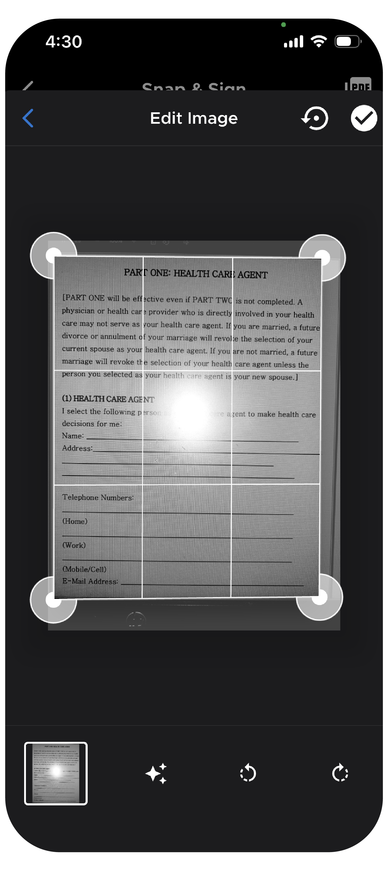 Snap to PDF document capture in QliqCHAT