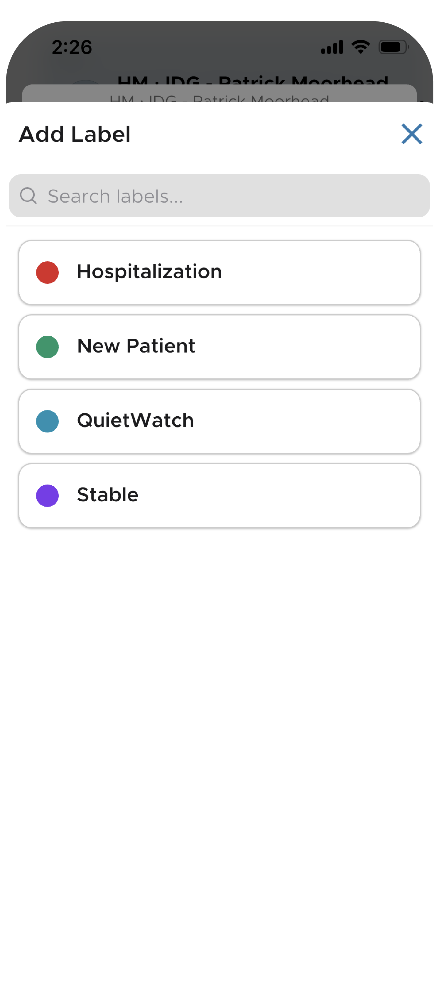 Workflow labels in QliqCHAT